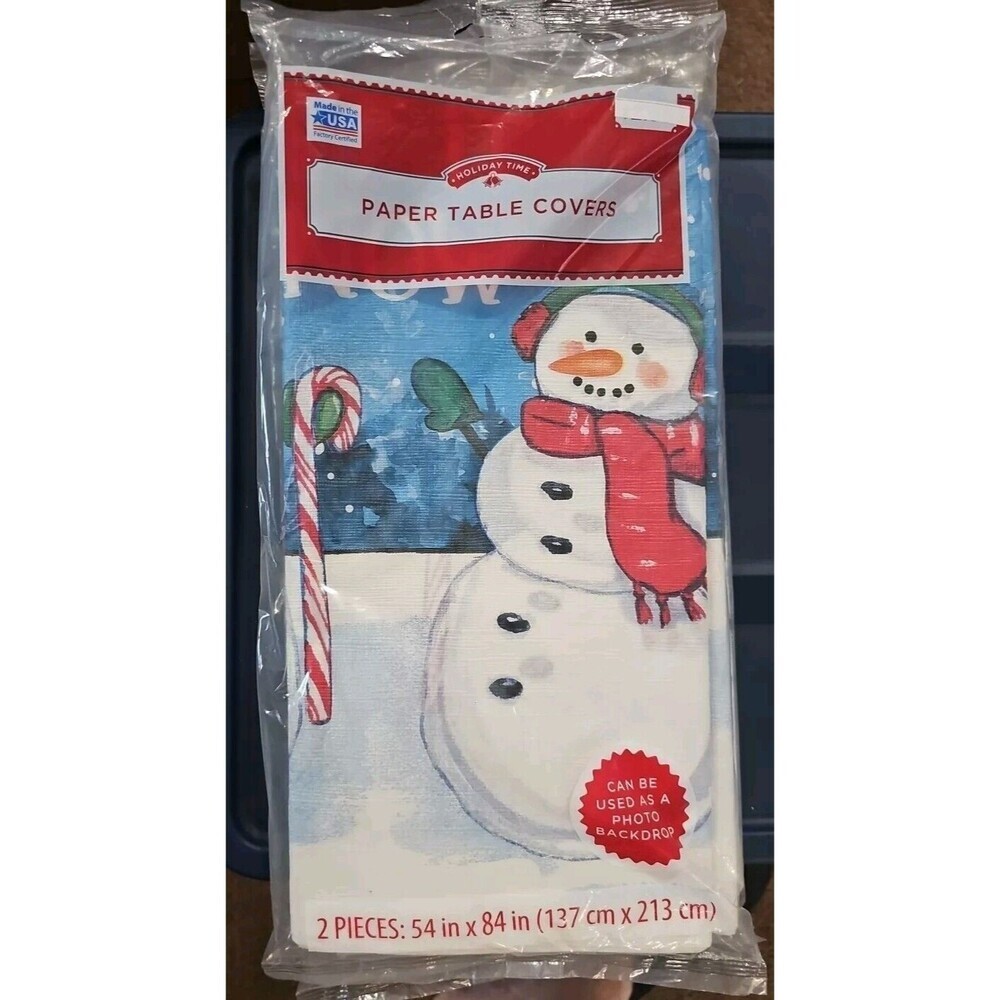 Let It Snow Snowman Christmas Paper Table Cover Use Photo Backdrop 54 × 84 Qty 3